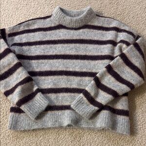 Madewell Gray and Black Striped Turtleneck Sweater Sz XXS